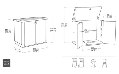 Keter Store It Out Pro Outdoor Garden Furniture Storage Shed Grey Fade Free All Weather Resistant
