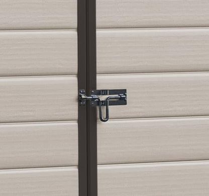 Keter Manor Outdoor Apex Double Door Garden Storage Shed 6 x 8ft Beige Brown Wood effect | Fade Free | All Weather Resistant | Safe and Secure | Zero Maintenance | 15 year Warranty