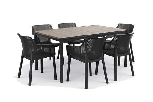 Signature Porto 160cm Table + Elisa Dining Chair, Set of 6 - Ashwood Brown