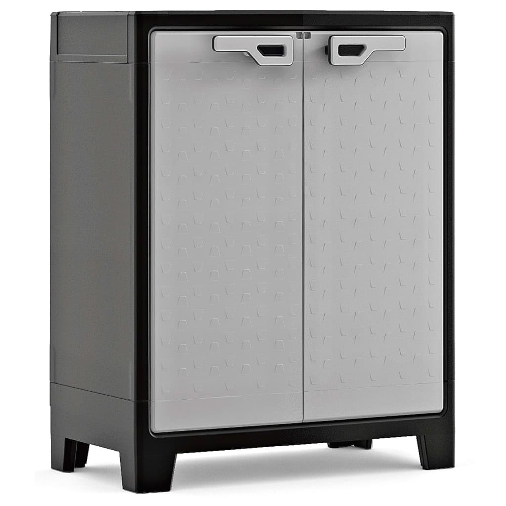 Keter Titan Low Indoor Garage Utility Multi purpose Cabinet - Black-Grey