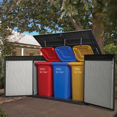 Keter Grande Store Outdoor Double Door Garden Furniture Storage Shed Grey Duotech+ Wood Look and Feel | Fade Free | All Weather Resistant | Safe and Secure | Zero Maintenance