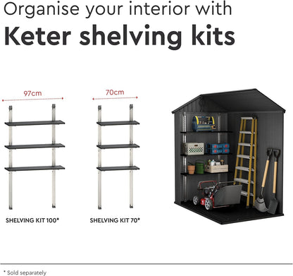 Darwin Outdoor Apex Single Door Garden Storage Shed 6 X 4Ft Grey Wood Look and Feel | Fade Free | All Weather Resistant