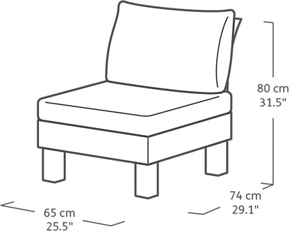 Keter Elements 2 Seater 100% recycled Outdoor Garden Furniture Modular Balcony Set - Graphite with Grey Cushions Fade Free | All Weather Resistant | Easy Clean | Zero Maintenance