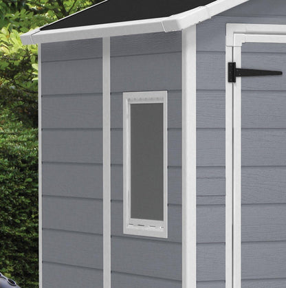 Keter Manor Outdoor Plastic Garden Storage Shed, Grey, 6 x 8 ft