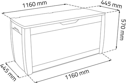 Keter Chalet-Jardin 12 Hollywood Garden Storage Chest Charcoal Grey 270 L