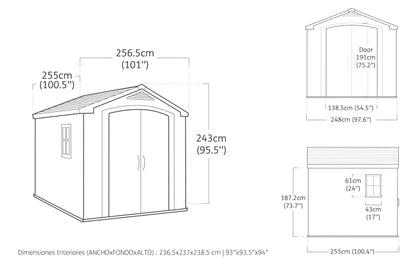 Keter Factor Outdoor Plastic Garden Storage Shed, Beige, 8 x 8 ft