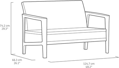 Keter Atlas Linea 4-Seater Outdoor Lounge Set – Graphite | Modern Weatherproof Garden Furniture with Easy No-Tool Assembly