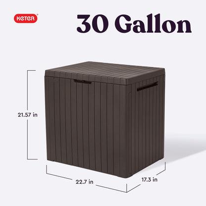 Keter City Brown Resin Deck Box Patio Furniture Pool Accessories and Outdoor Toy Storage