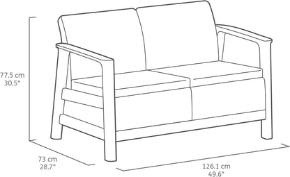 Keter Scandi Linea 4 Seater Garden Lounge Set - Grey | Outdoor Sofa & Armchairs with Storage Table | Weather-Resistant Garden Patio Furniture