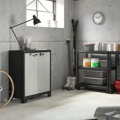 Keter Titan Low Indoor Garage Utility Multi purpose Cabinet - Black-Grey