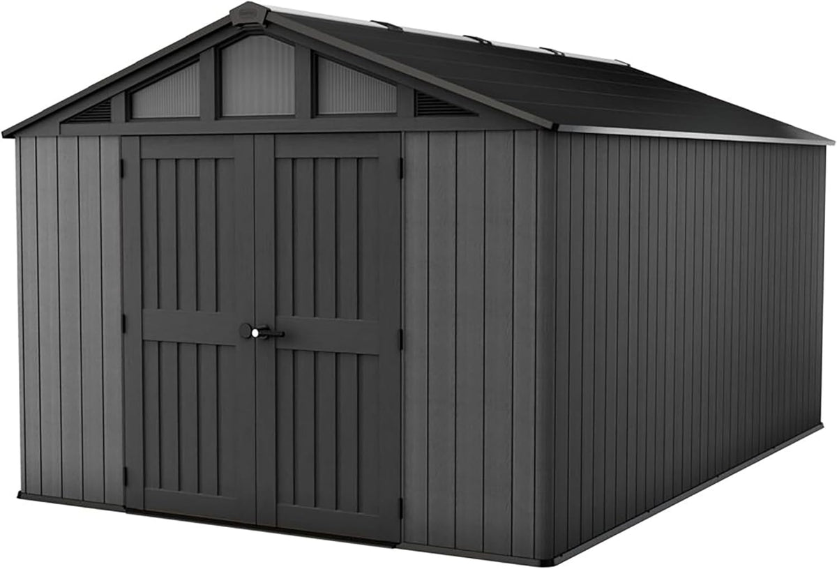 10x15ft Stronghold Outdoor Storage Shed — Wood-Effect, Weatherproof & Steel-Reinforced