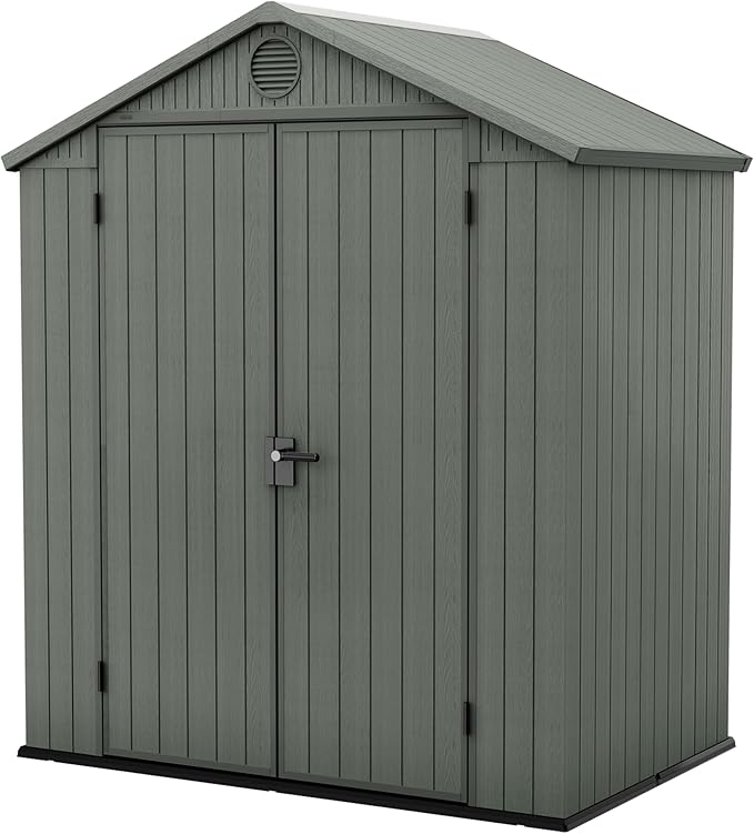 Darwin 6x4ft (1.8m x 1.2m) Double Door Garden Shed — Wood-Effect Outdoor Storage