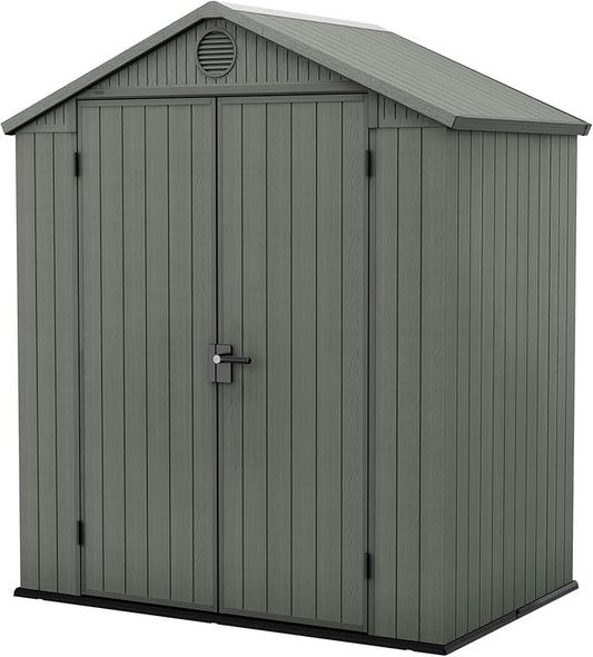 Darwin 6x4ft (1.8m x 1.2m) Double Door Garden Shed — Wood-Effect Outdoor Storage