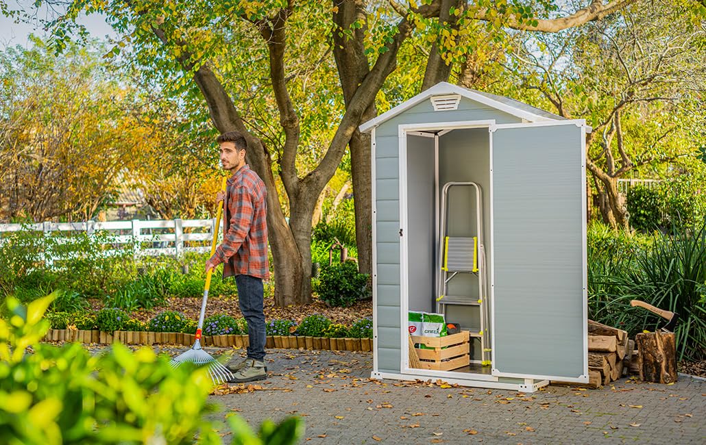 Keter Manor Outdoor Garden Storage Shed, Grey, 4 x 3 ft