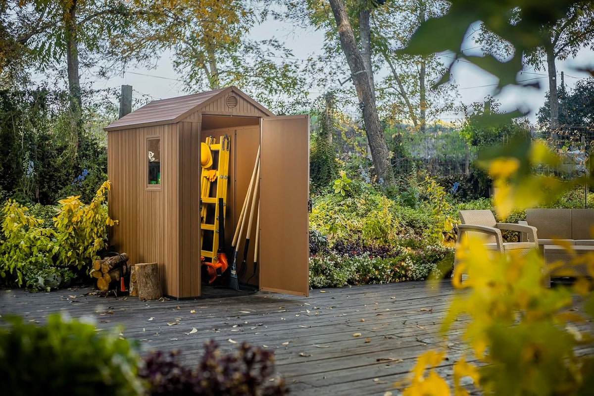 Darwin 6x4ft (1.8m x 1.2m) Double Door Garden Shed — Wood-Effect Outdoor Storage