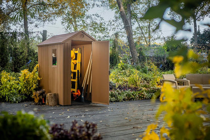 Darwin 6x4ft (1.8m x 1.2m) Double Door Garden Shed — Wood-Effect Outdoor Storage