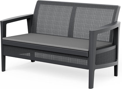 Keter Atlas Linea 4-Seater Outdoor Lounge Set – Graphite | Modern Weatherproof Garden Furniture with Easy No-Tool Assembly