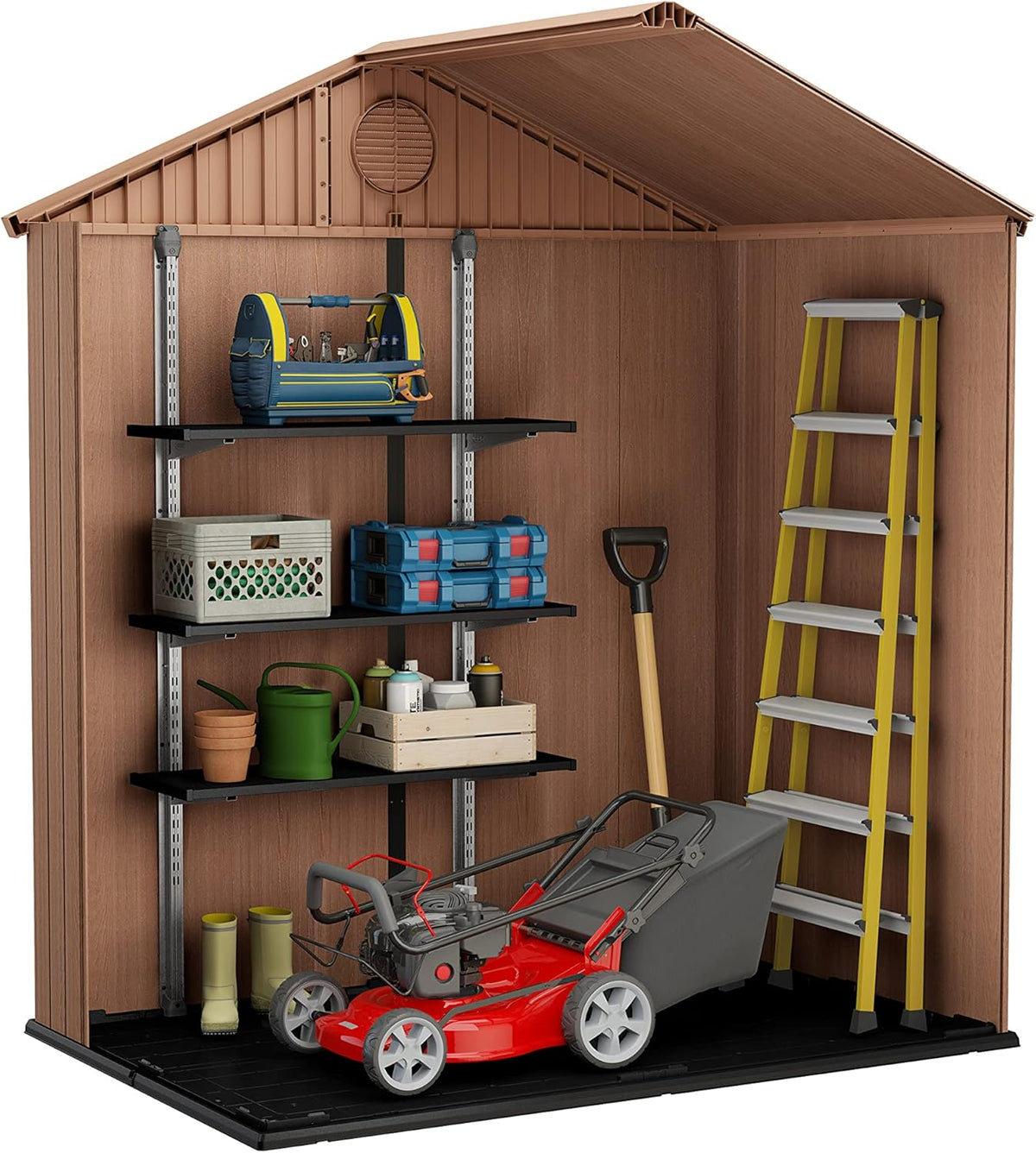 Darwin 6x4ft (1.8m x 1.2m) Double Door Garden Shed — Wood-Effect Outdoor Storage