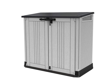 Keter Store It Out Nova Outdoor Garden Furniture Storage Shed Light Grey with Dark Grey Lid | Fade Free | All Weather Resistant | Safe and Secure | Zero Maintenance | 5 year Warranty