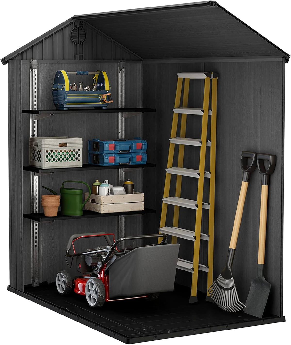 Darwin 6x4ft (1.8m x 1.2m) Double Door Garden Shed — Wood-Effect Outdoor Storage