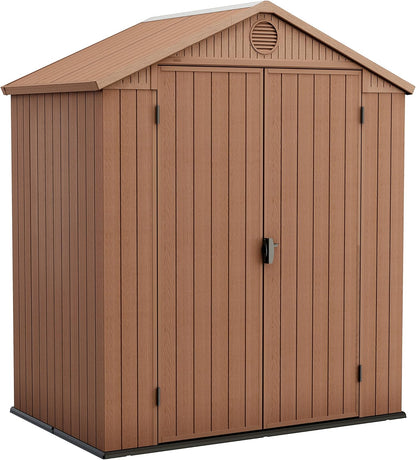 Darwin 6x4ft (1.8m x 1.2m) Double Door Garden Shed — Wood-Effect Outdoor Storage