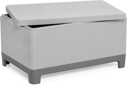 Keter Scandi Linea 4 Seater Garden Lounge Set - Grey | Outdoor Sofa & Armchairs with Storage Table | Weather-Resistant Garden Patio Furniture