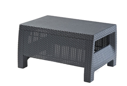 Keter GF06784 Corfu Outdoor 4 Seater Rattan Sofa Furniture Set with Accent Table - Graphite with Cream/Mushroom Cushions