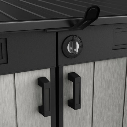 Keter Grande Store Outdoor Double Door Garden Furniture Storage Shed Grey Duotech+ Wood Look and Feel | Fade Free | All Weather Resistant | Safe and Secure | Zero Maintenance