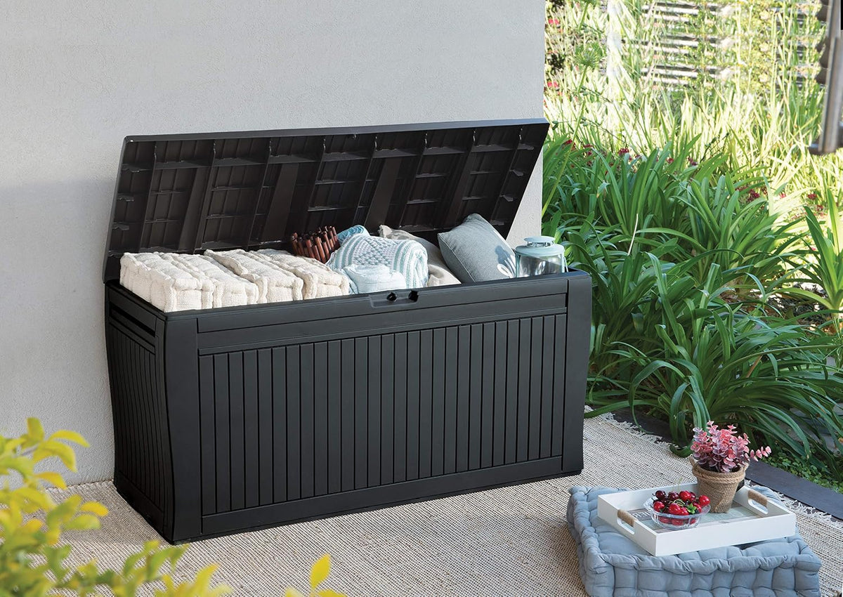 Keter Comfy Storage Box 270 L, Graphite Color, 116.7 x 54.6 x 8.6 cm