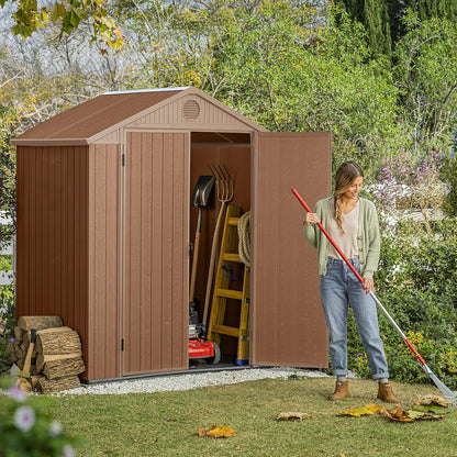 Darwin 6x4ft (1.8m x 1.2m) Double Door Garden Shed — Wood-Effect Outdoor Storage