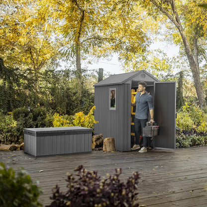 Darwin 6x4ft (1.8m x 1.2m) Double Door Garden Shed — Wood-Effect Outdoor Storage