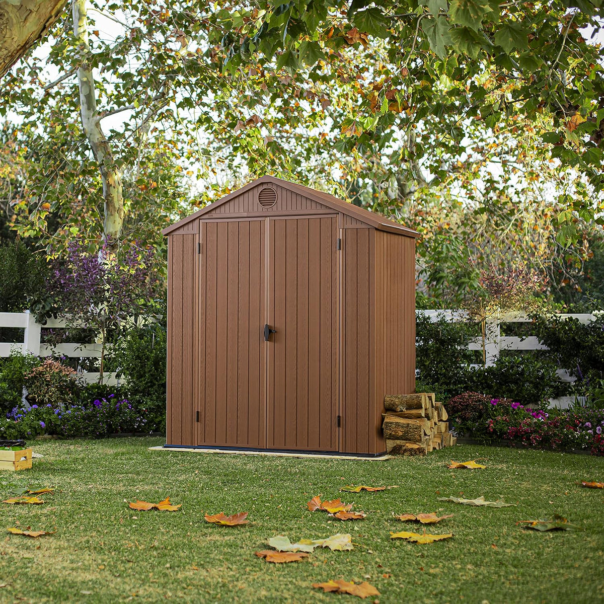 Darwin 6x4ft (1.8m x 1.2m) Double Door Garden Shed — Wood-Effect Outdoor Storage
