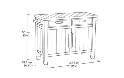 Unity Outdoor Kitchen BBQ Table and Storage Cabinet - Grey