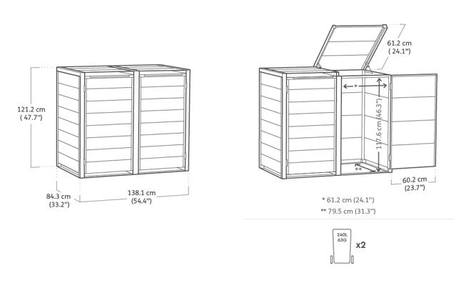 240L Bin Hideaway - Grey