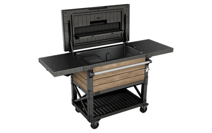 Signature Patio Cooler and Beverage Cart - Ashwood Brown