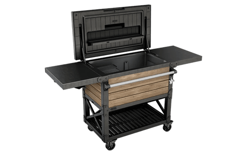 Signature Patio Cooler and Beverage Cart - Ashwood Brown