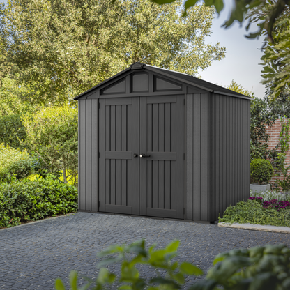 Keter Stronghold 8x6 ft. Resin Outdoor Storage Shed, Gray Wood-Look